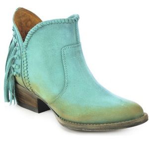 Circle G Teal Fringe Suede Ankle Boots size 12 Womens